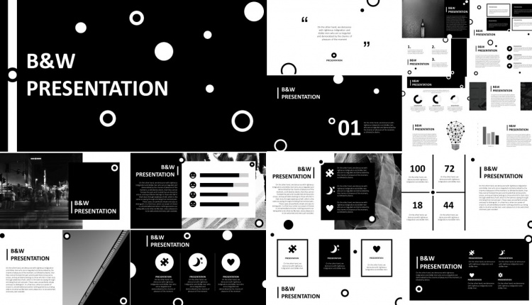 B&W Free PowerPoint Template by PowerPointHub -thumnail
