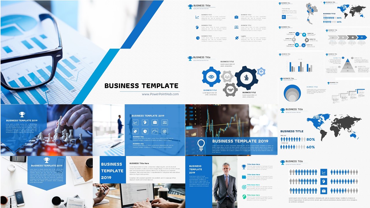 ดาวน์โหลดฟรี Business Powerpoint Template - Blue Schema 2018 - Powerpoint  Hub