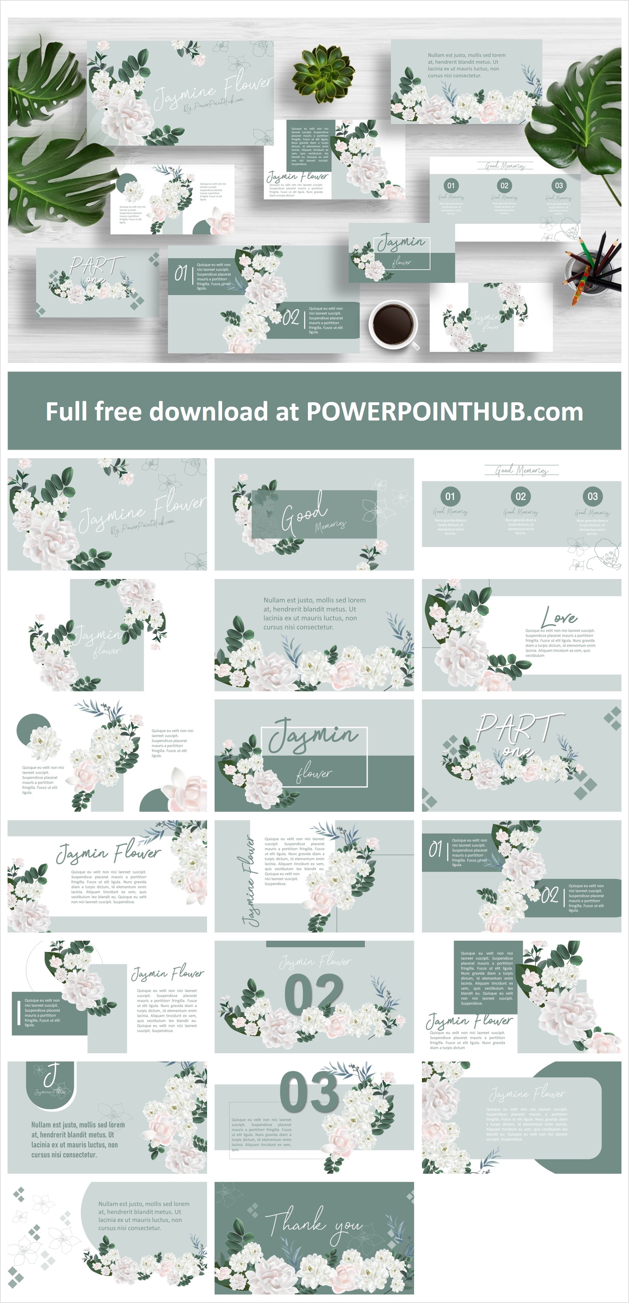 Free Jasmine Flower PowerPoint Template is a beautiful template with jasmine flowers. You can download this free PPT template to make PowerPoint presentations.
