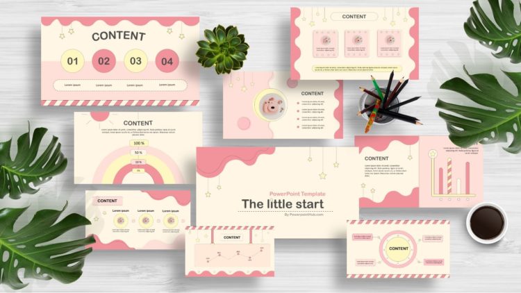 Pastel Free PowerPoint Template with yellow cute little stars. This is multipurpose pastel presentation that helps you impress your audience.
