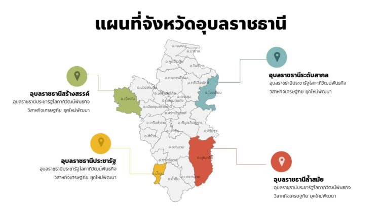 ดาวน์โหลดฟรีอินโฟกราฟฟิกแผนที่จังหวัดอุบลราชธานีแบบรายอำเภอแก้ไขได้ด้วยพาวเวอร์พอย พร้อมตัวอย่าง แก้ไขง่าย พร้อมใช้งานได้ทันที ภาพเวกเตอร์สวยคมชัด