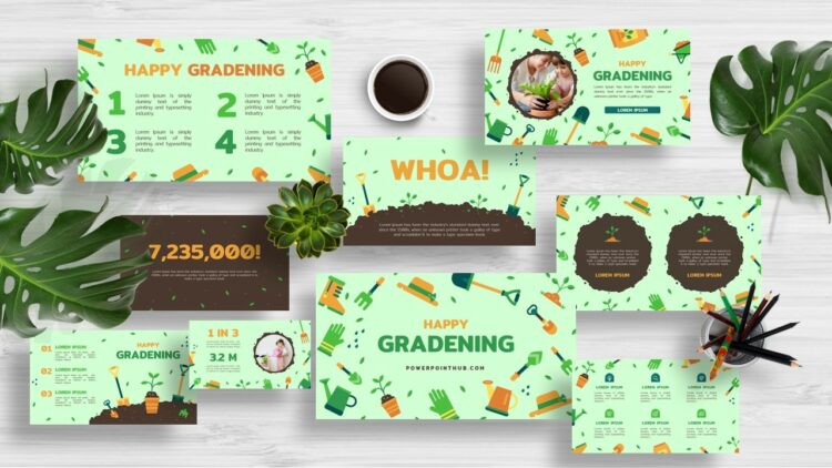 Capture the essence of happy gardening with our visually stunning template. Suitable for PowerPoint, Canva, Google Slides, and Keynote