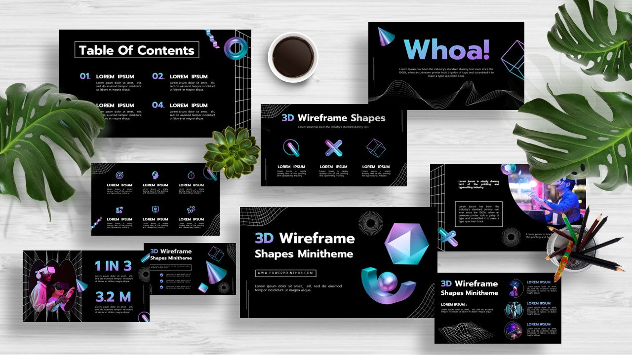 Free Download Engage your audience with our 3D Wire Frame Template Perfect for PowerPoint, Canva, Google Slides, and Keynote.