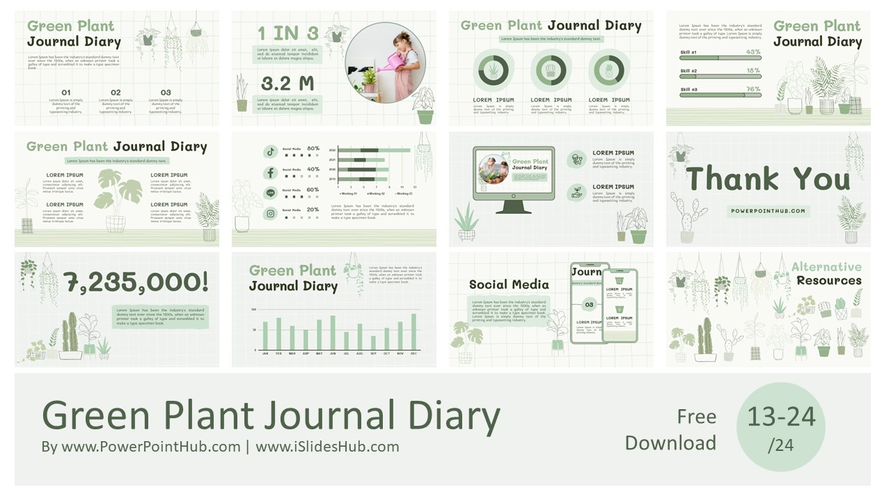 Engage your audience with our eco-friendly Green Plant presentation templates. Available for free for PowerPoint, Google Slides, Canva, and Keynote. Get your green on!